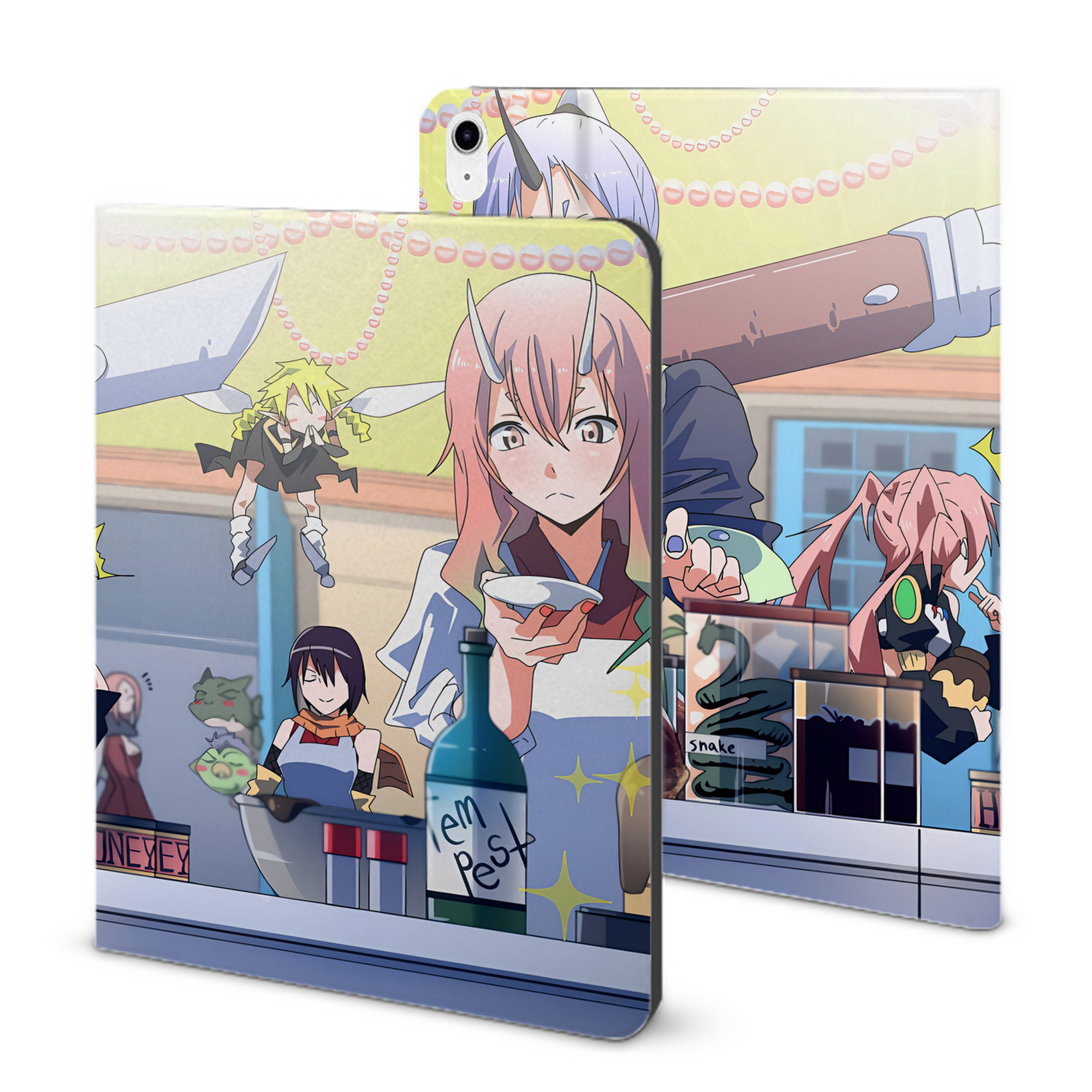 （画像用） 転スラ Regarding Reincarnated to Slime IPad ケース ブック型 PUレザー TPU 耐衝撃 軽量 薄型 ペン収納なし 全面保護 IPad 各モデル対応